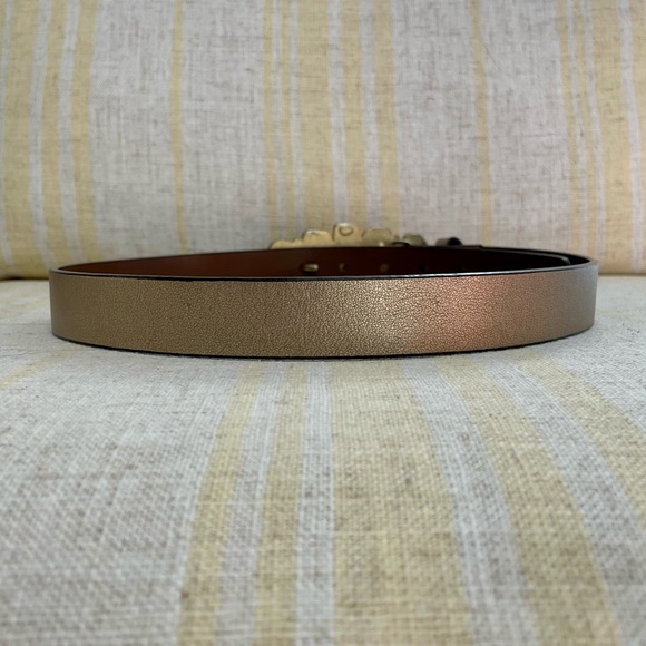 Vintage Chico’s Genuine Split Leather Belt + Gold Tone Stone Embellished Buckle - Picture 8 of 14